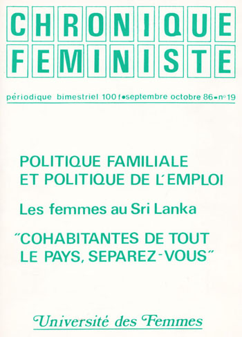 Politique familiale et politique de l'emploi - Les femmes au Sri Lanka - « Cohabitantes de tout le pays, séparez-vous »